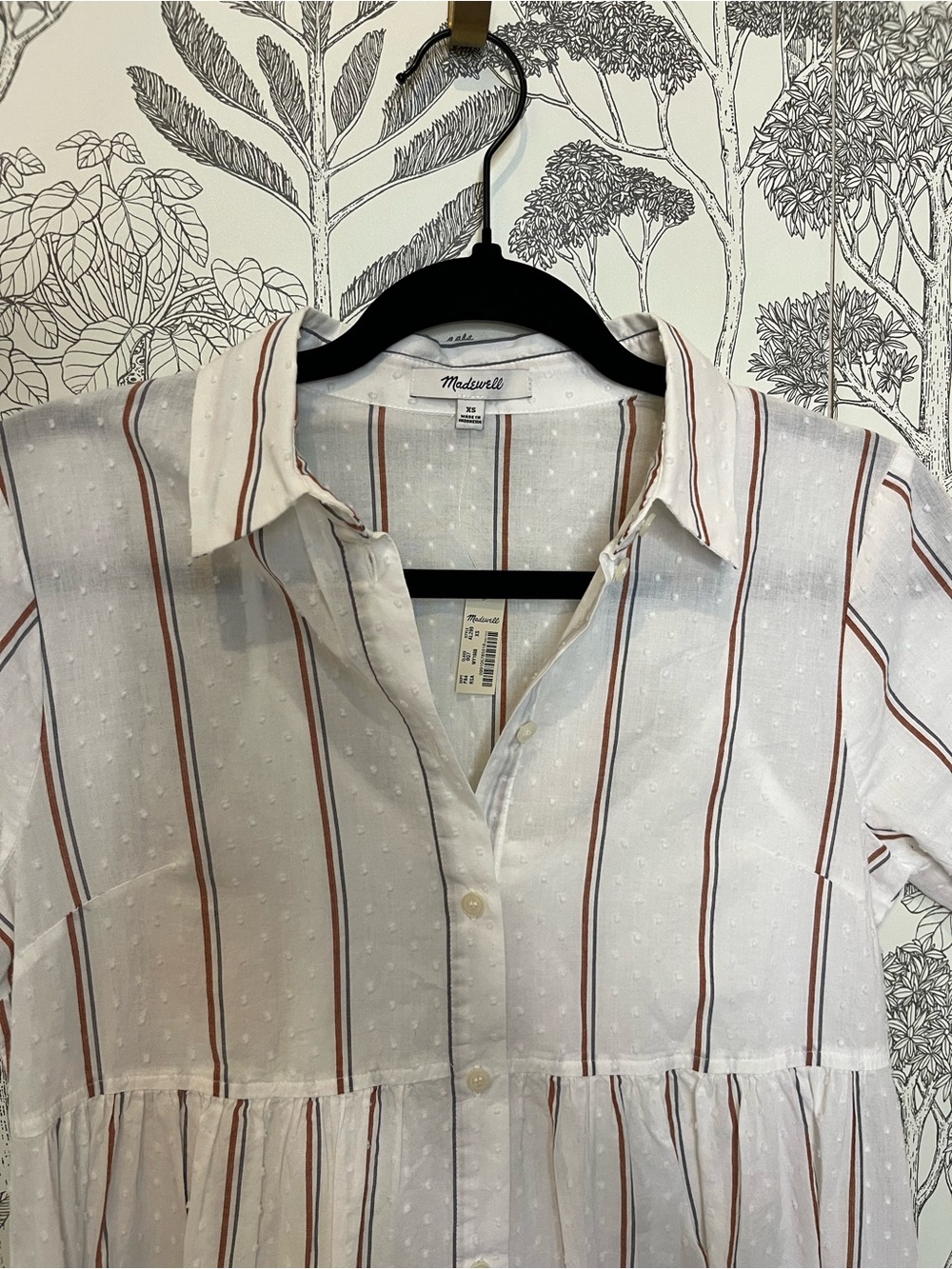Madewell nwt cotton Stripe button up summer Shirt Dress fully lined XS - Picture 3 of 11